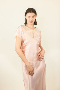Rose Satin and Lace Slip Dress