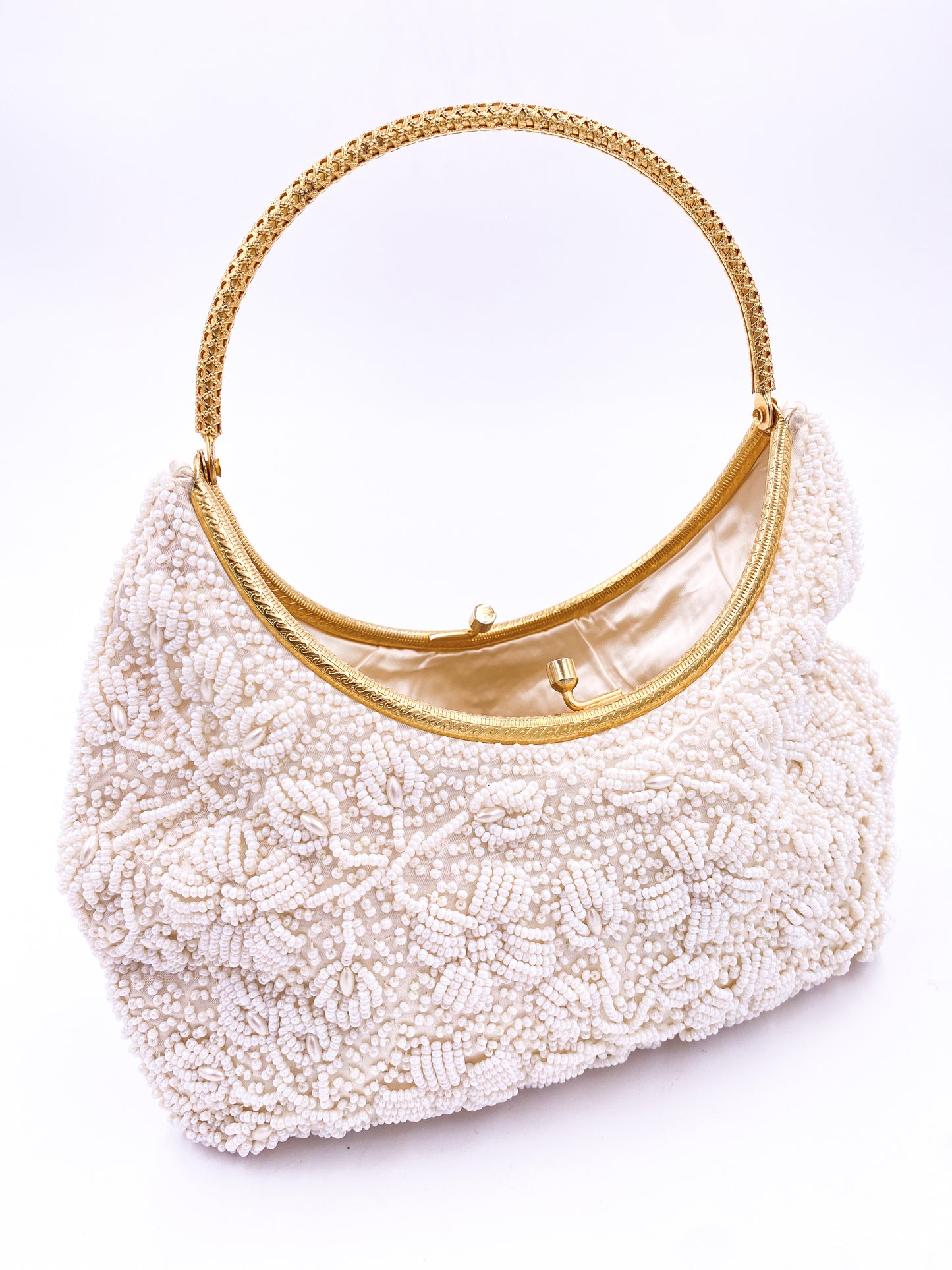 Hand Beaded White Purse