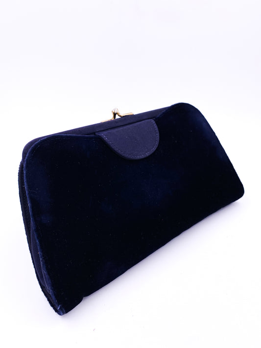 Vintage Blue Velvet Clutch - The Kit Vintage