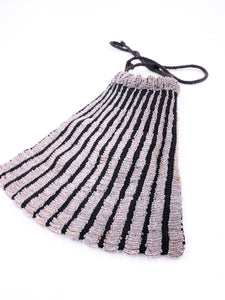 1920's Silver Beaded & Black Knit Purse