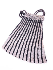 1920's Silver Beaded & Black Knit Purse