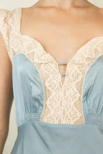 Load image into Gallery viewer, Blue Silk and Lace Slip Dress
