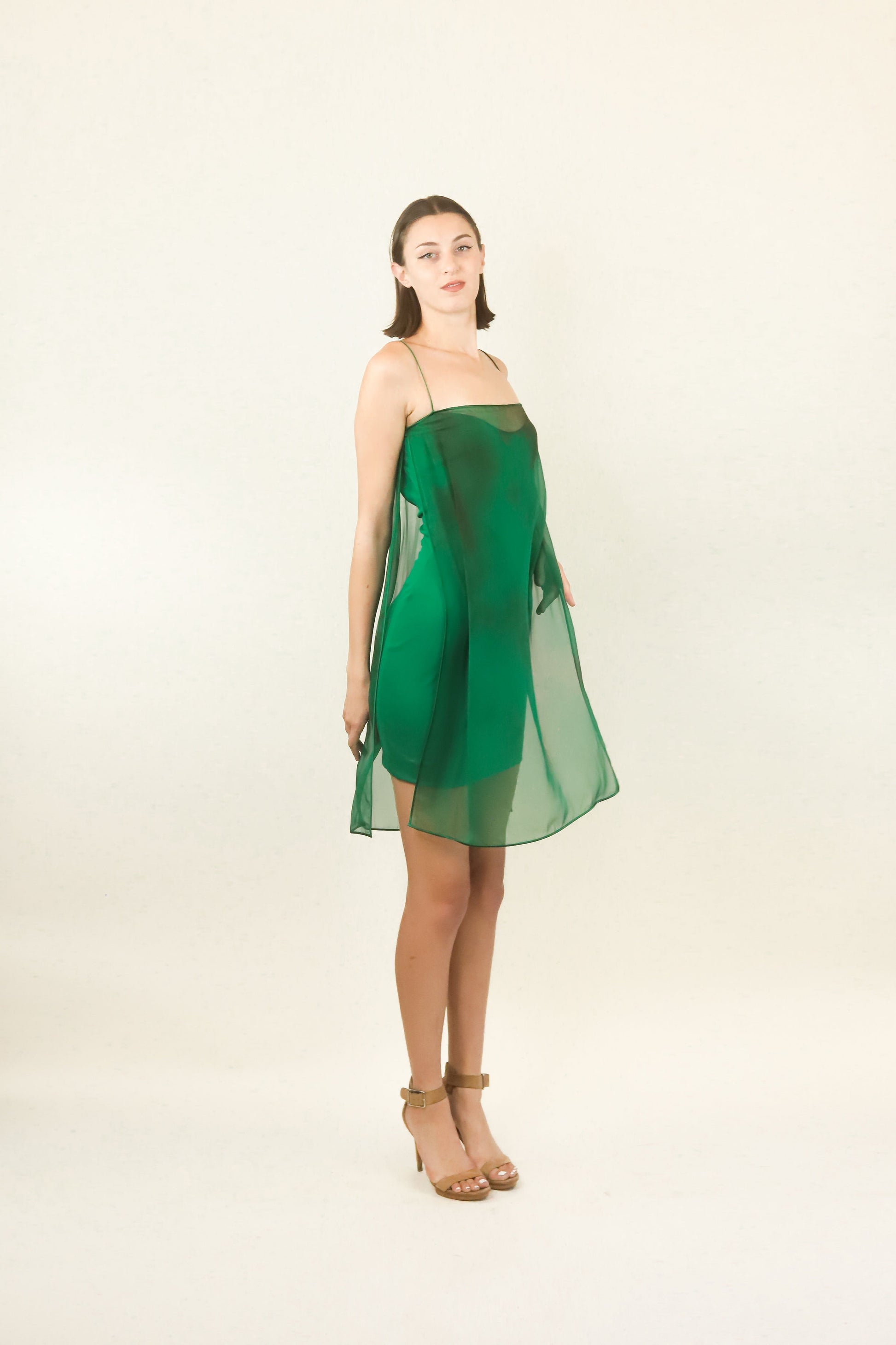vintage green slip dress Galanos Silk Green Slip Dress The Kit Vintage