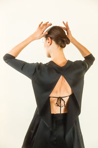 Yohji Yamamoto Silk Cross Back Skirt Set