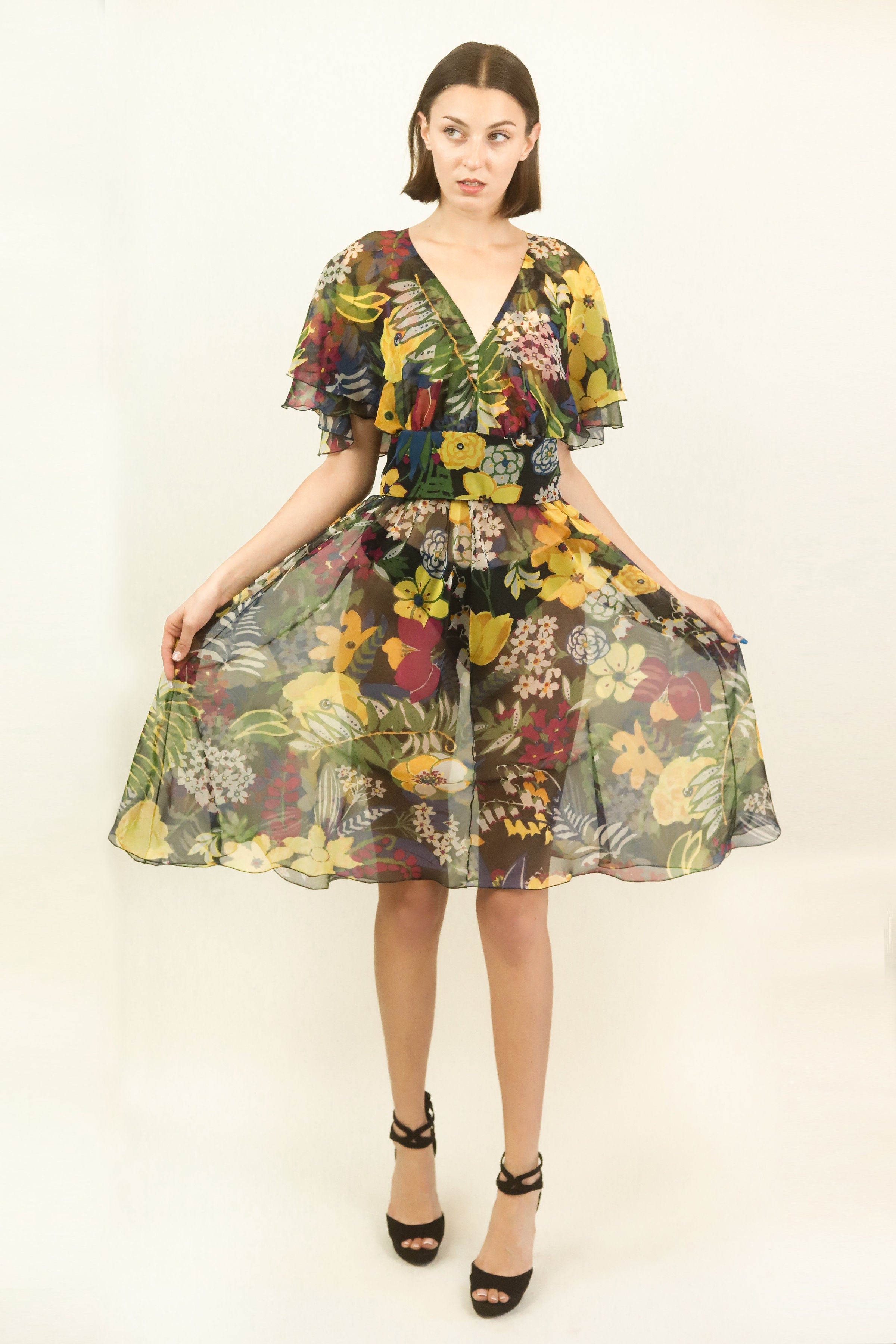 Giorgio's Silk Chiffon Floral Dress