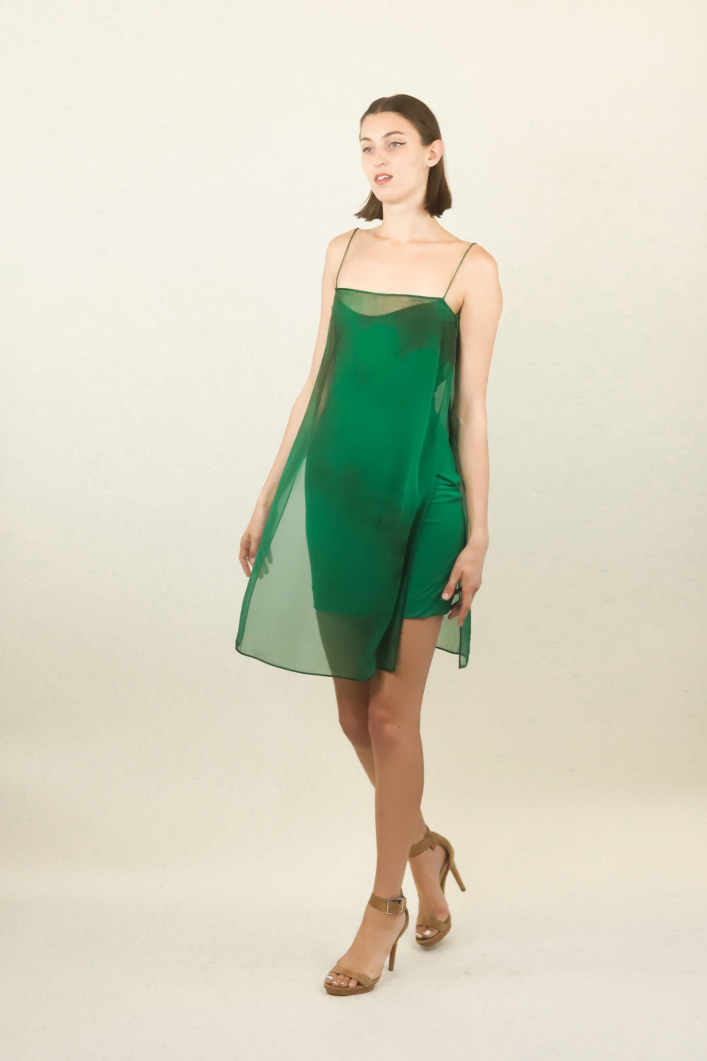 Galanos Silk Green Slip Dress