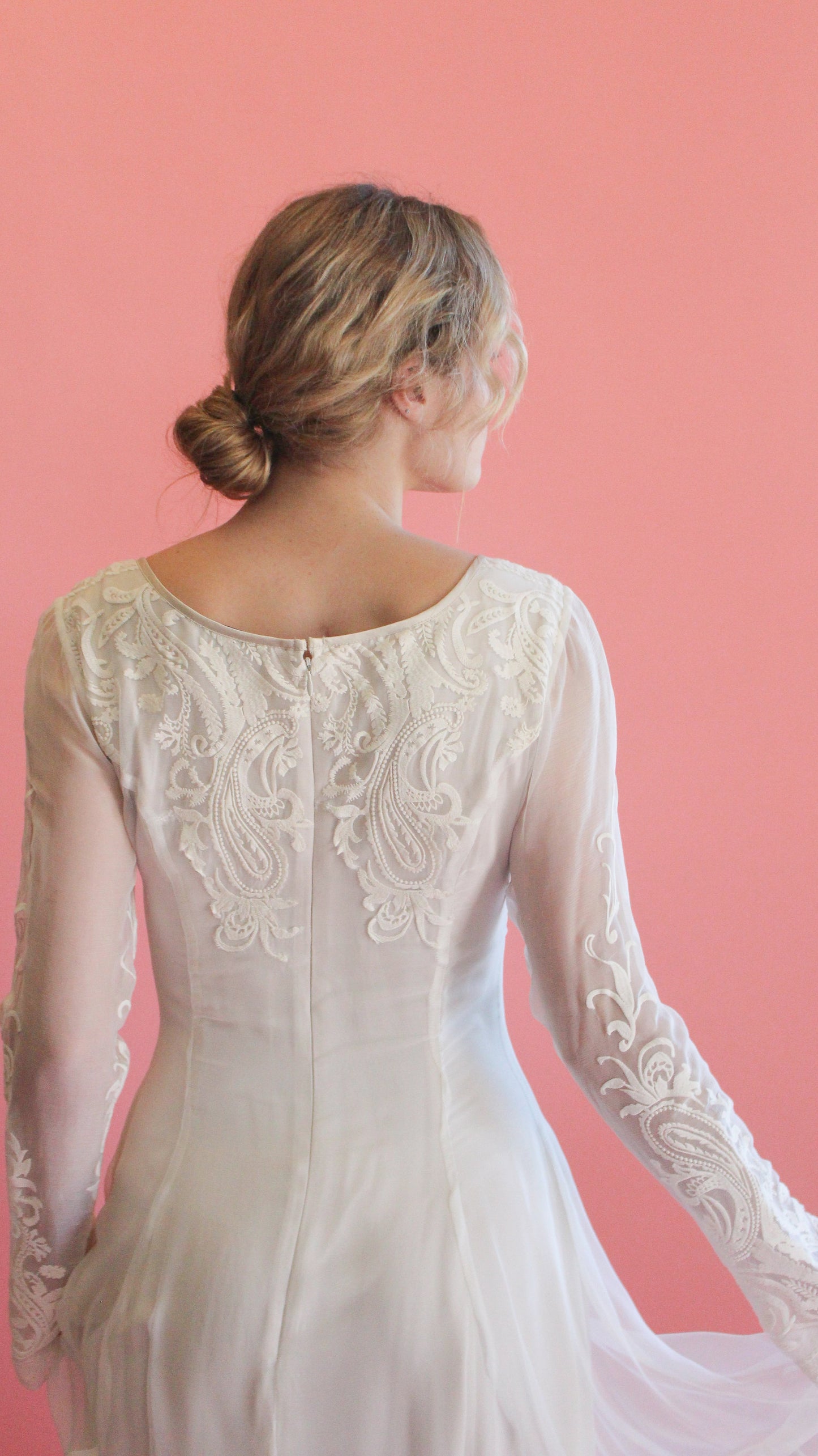 Jane Booke Embroidered White Gown