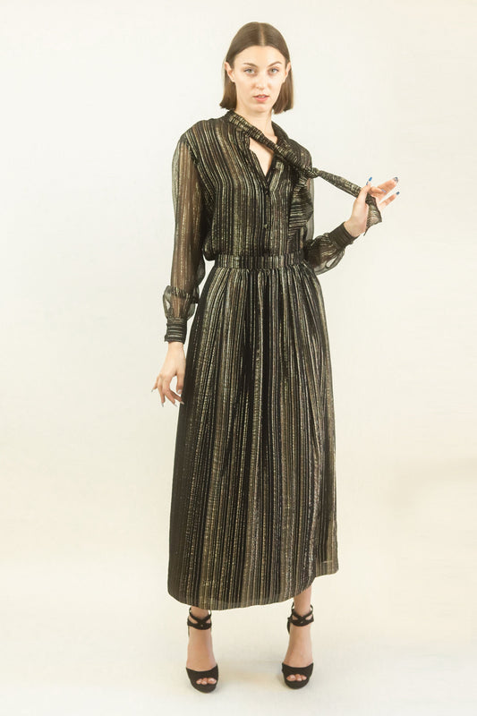 Adolfo Black & Gold Lame Skirt Set - The Kit Vintage