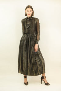 Adolfo Black & Gold Lame Skirt Set