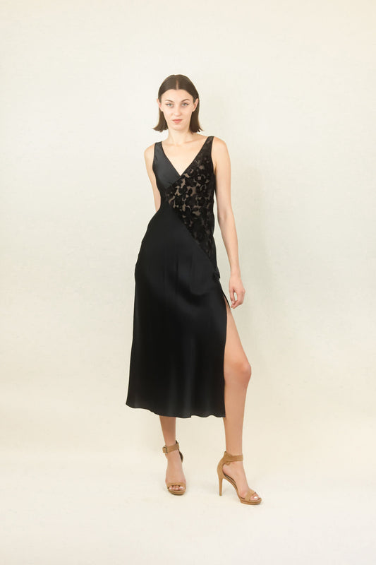 Valentino Black Slip Dress and Robe Set