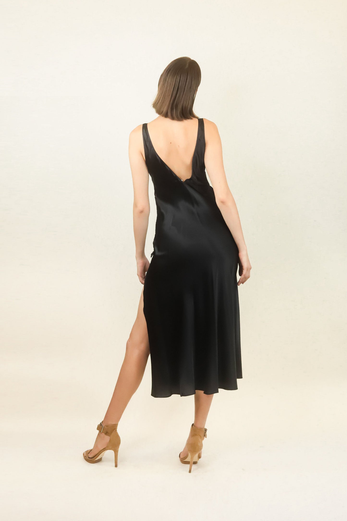 Valentino Black Slip Dress and Robe Set