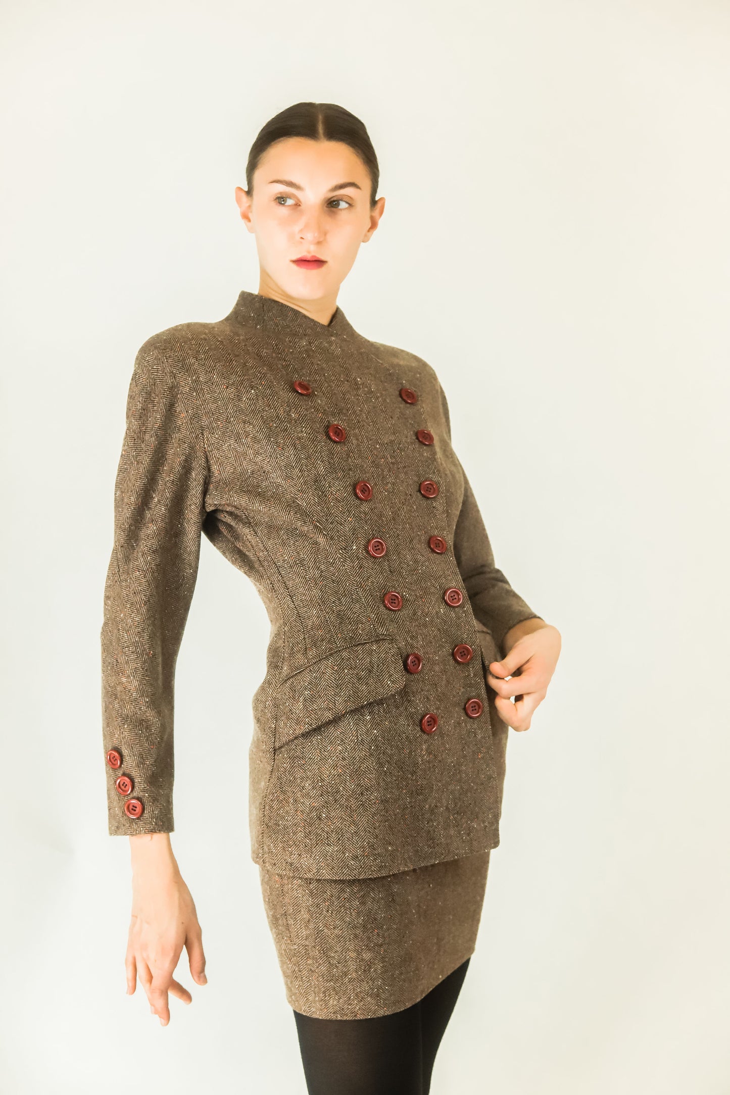 Jacques Molko Wool 3 Piece Cape Skirt Suit