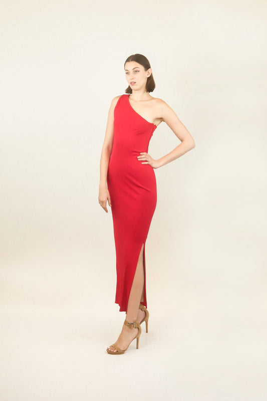Handmade Red One Shoulder Gown - The Kit Vintage
