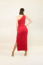 Load image into Gallery viewer, Handmade Red One Shoulder Gown
