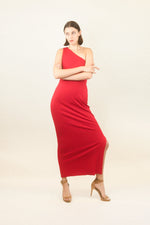 Load image into Gallery viewer, Handmade Red One Shoulder Gown
