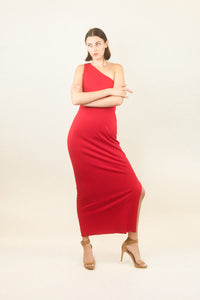Handmade Red One Shoulder Gown