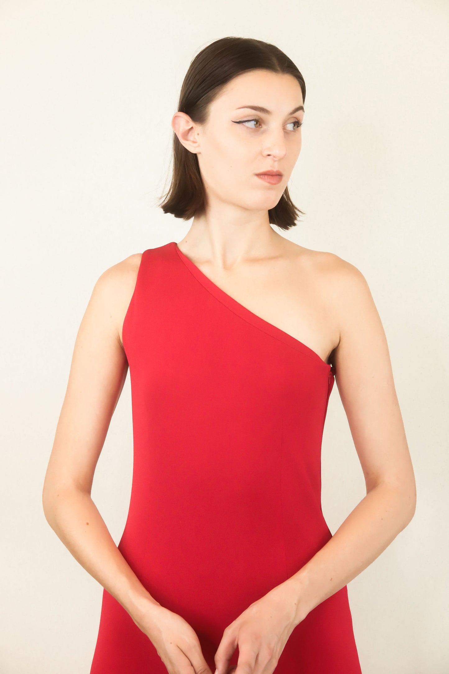 Handmade Red One Shoulder Gown