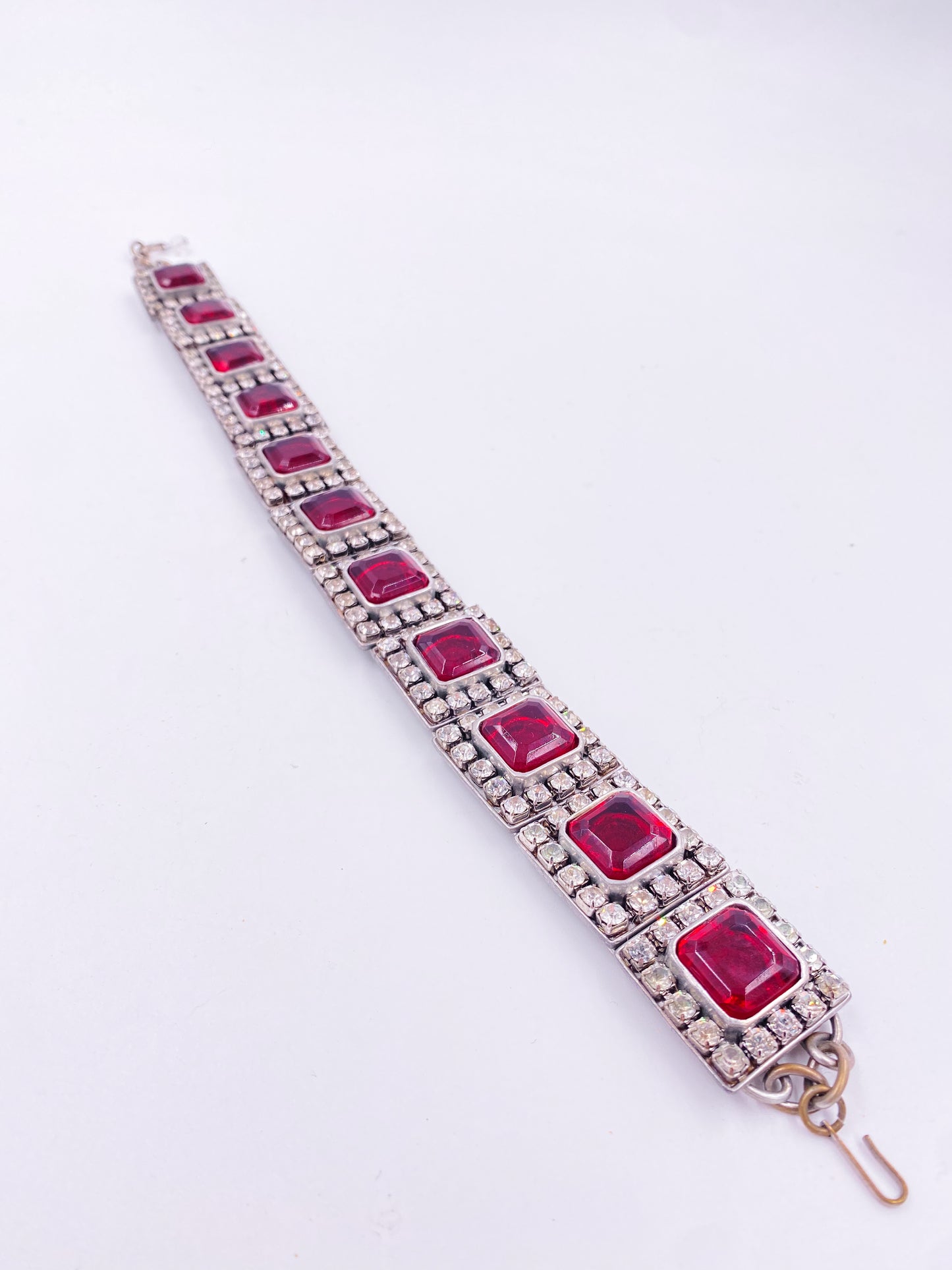 James Galanos designed Ruby Crystal Square Choker Necklace