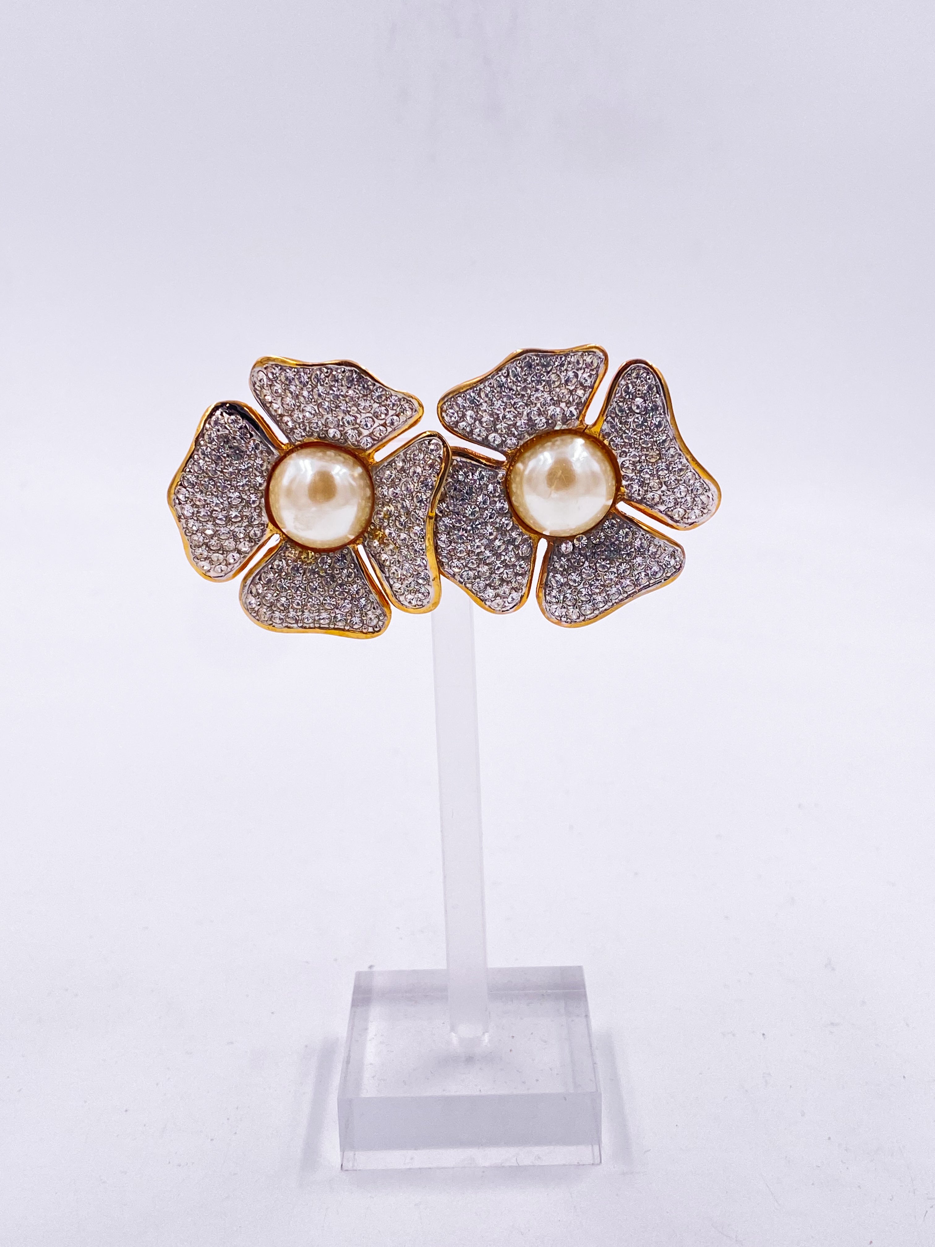 Kenneth Jay Lane Crystal Flower Earrings