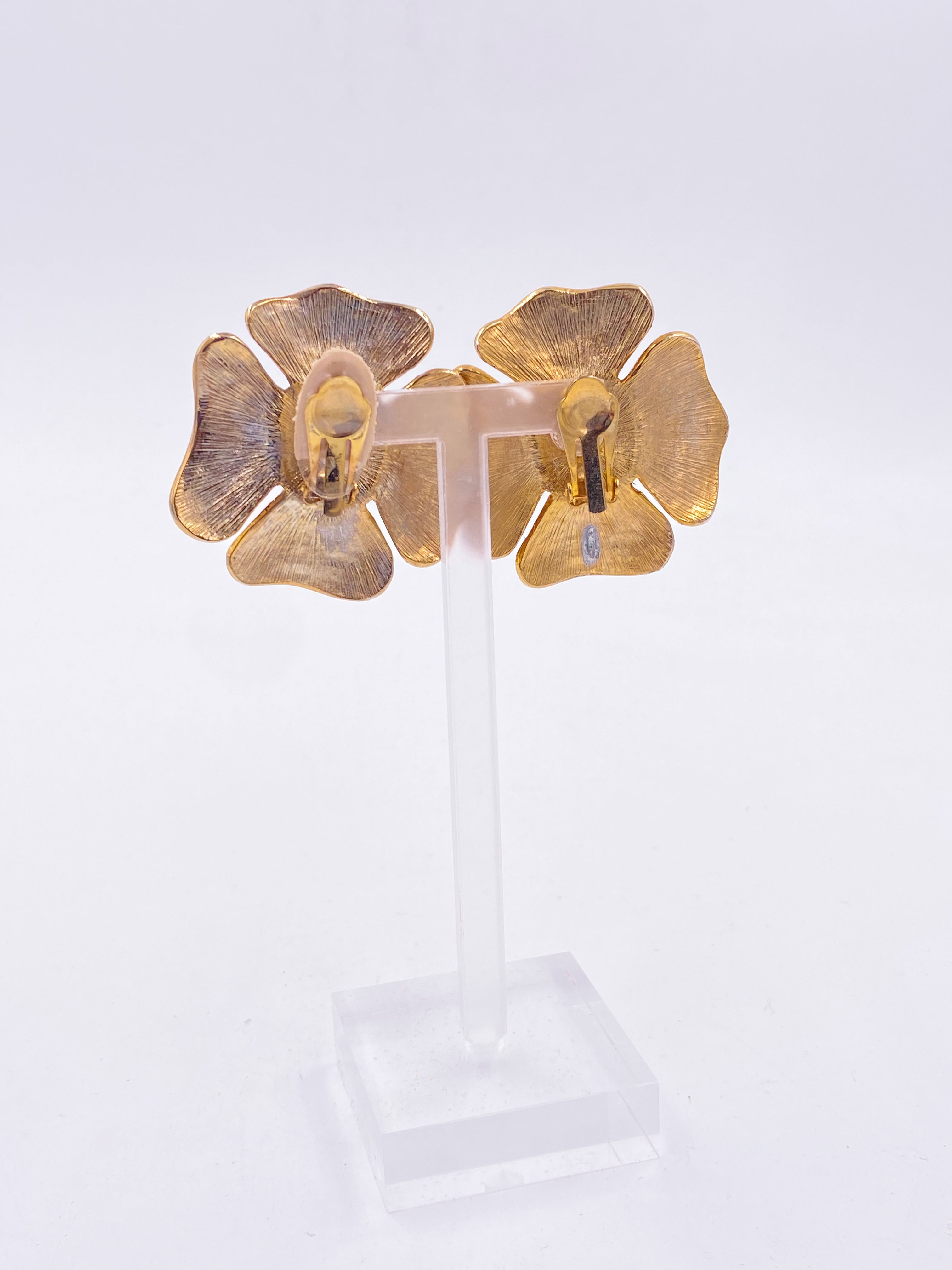 Kenneth Jay Lane Crystal Flower Earrings