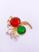 Load image into Gallery viewer, Leo Glass Red and Green Large Crystal Brooch
