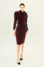 Load image into Gallery viewer, Ungaro Wine Velvet Skirt Suit Set
