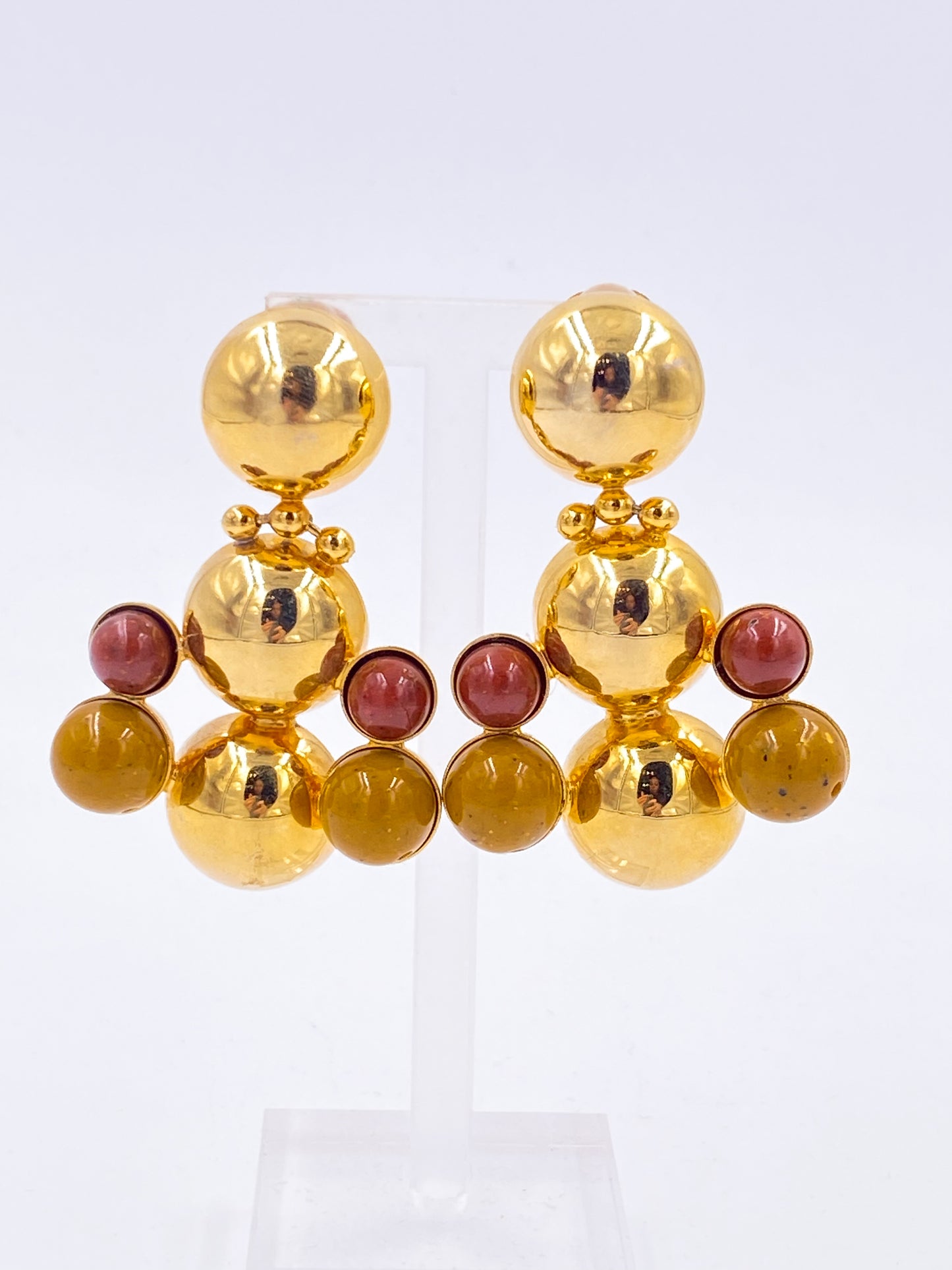 Gold, Mustard and Brown Bubble Earrings