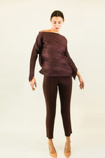 Load image into Gallery viewer, Brown Zig Zag Pleats Please by Issey Miyake Set
