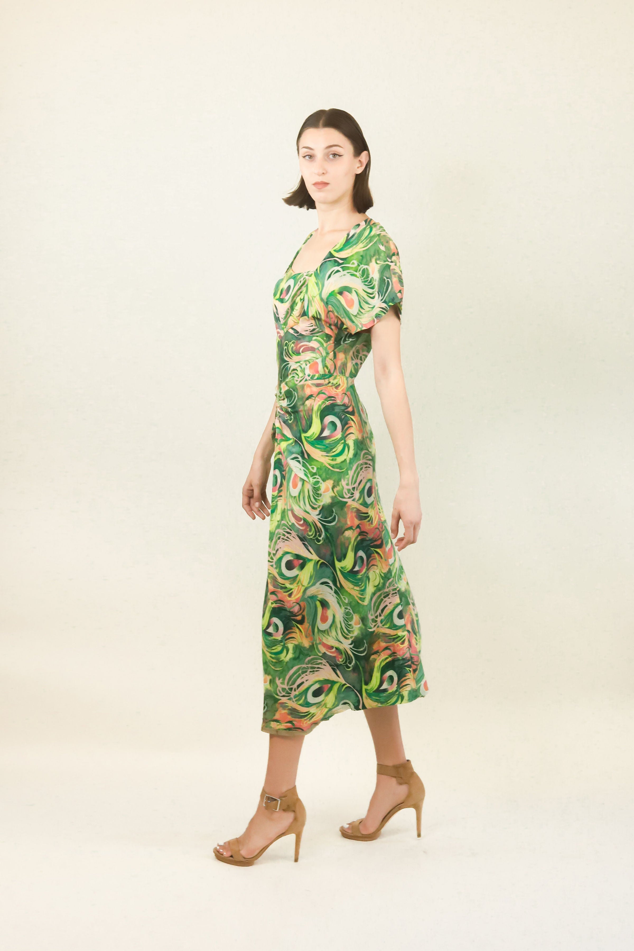 1940's Silk Printed Dress
