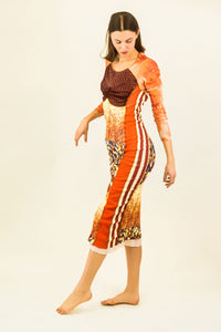 Jean Paul Gaultier Mesh Print Side Stripe Dress