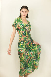 1940's Silk Printed Dress