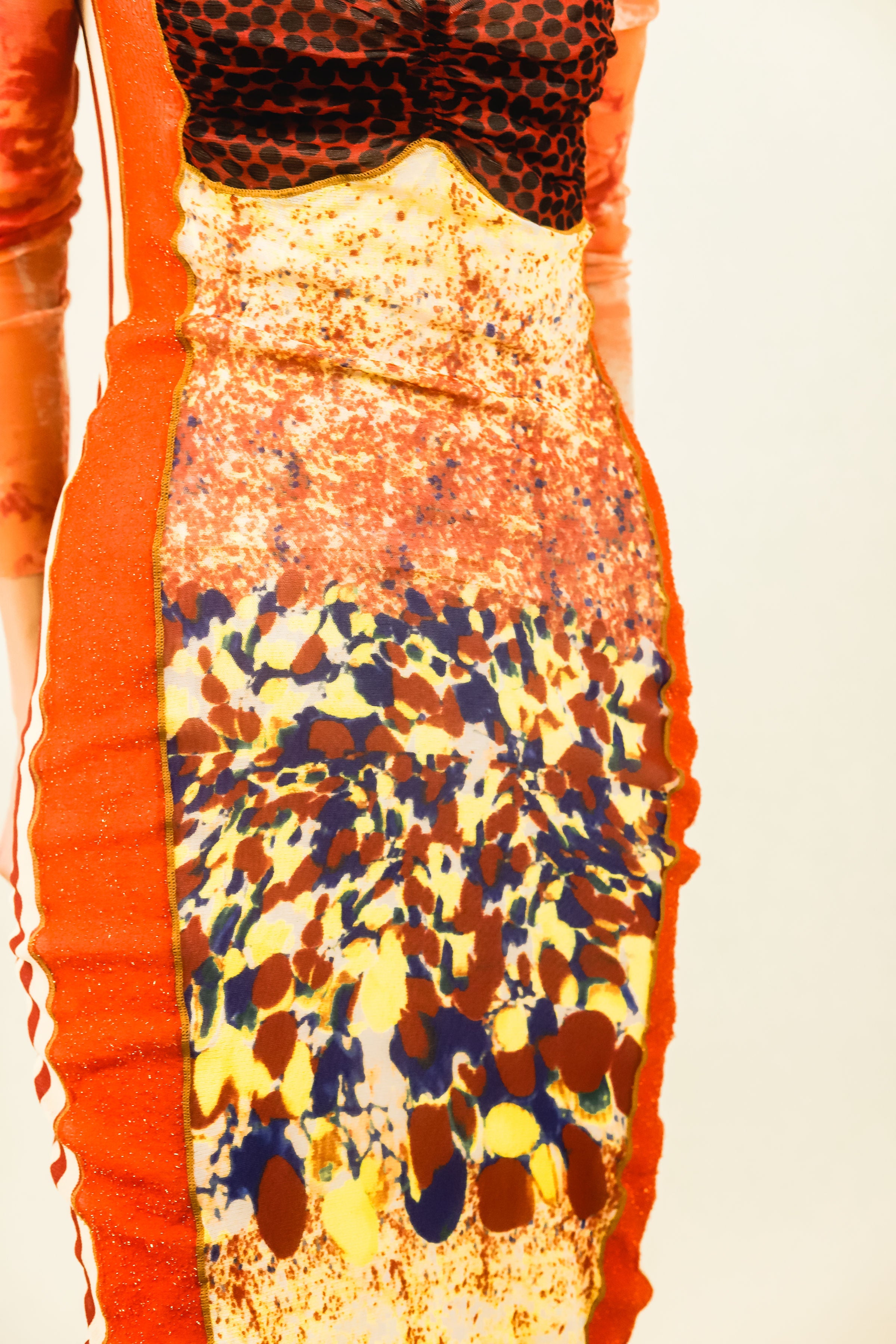 Jean Paul Gaultier Mesh Print Side Stripe Dress