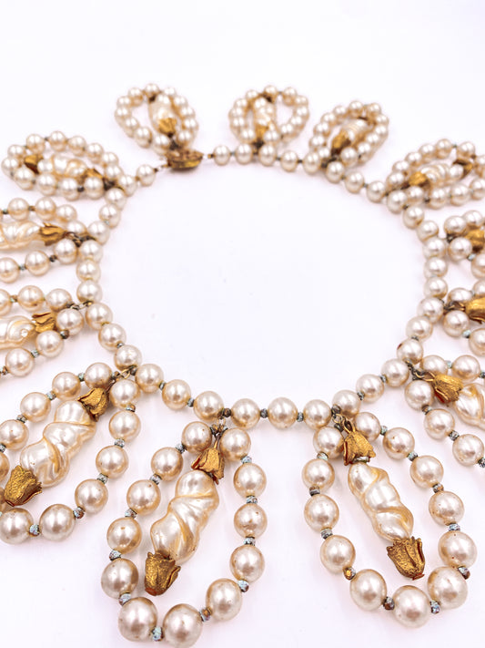 Miriam Haskell Pearl Choker Necklace - The Kit Vintage