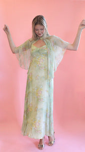 Mint Julep Floral Dress with Cape