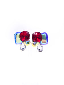Geometric Crystal Clip-on Earrings