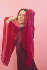 Load image into Gallery viewer, Stavropoulos Burgundy Chiffon Bell Sleeve Gown
