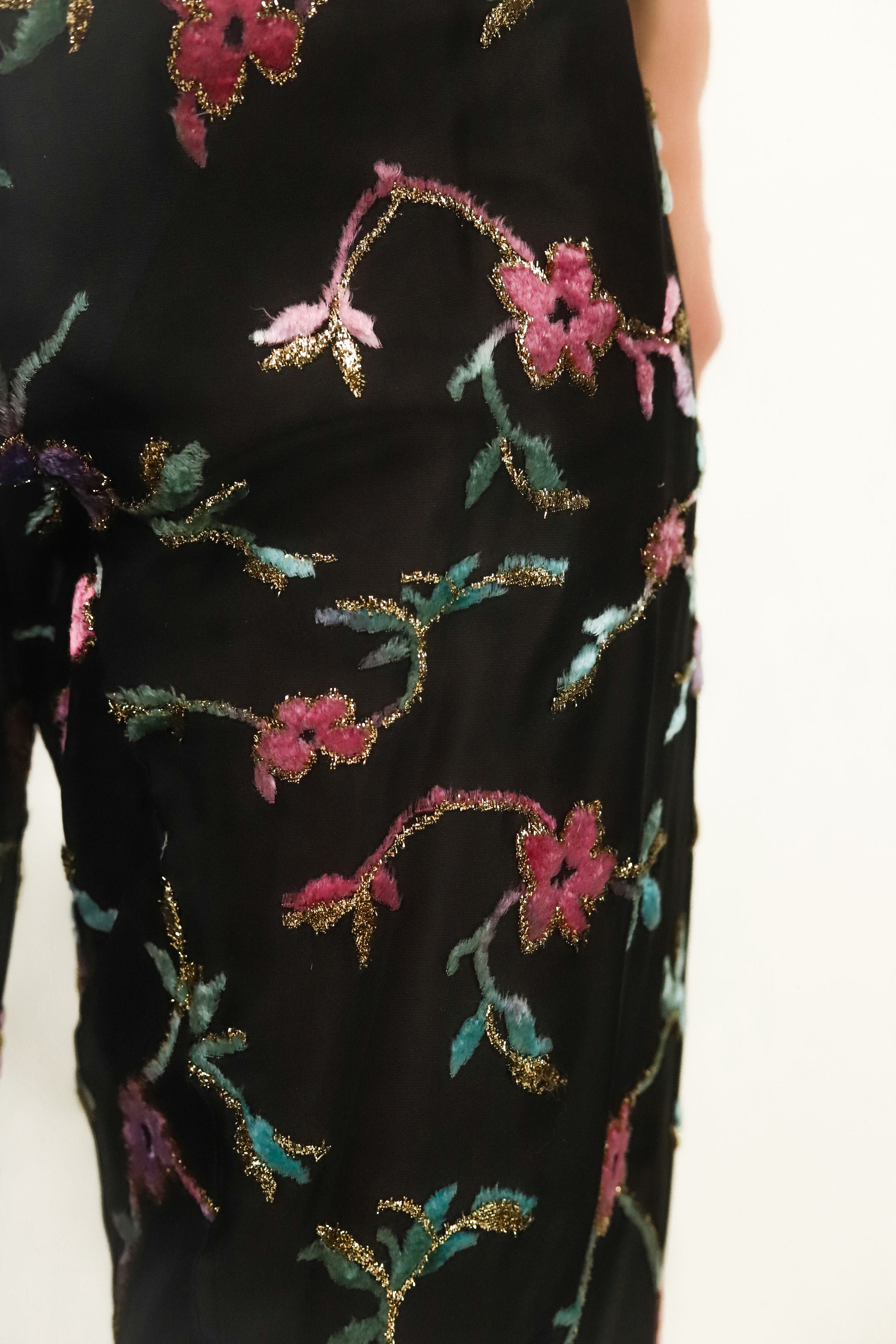 Courreges c. 1970's Sheer & Floral Applique Pants