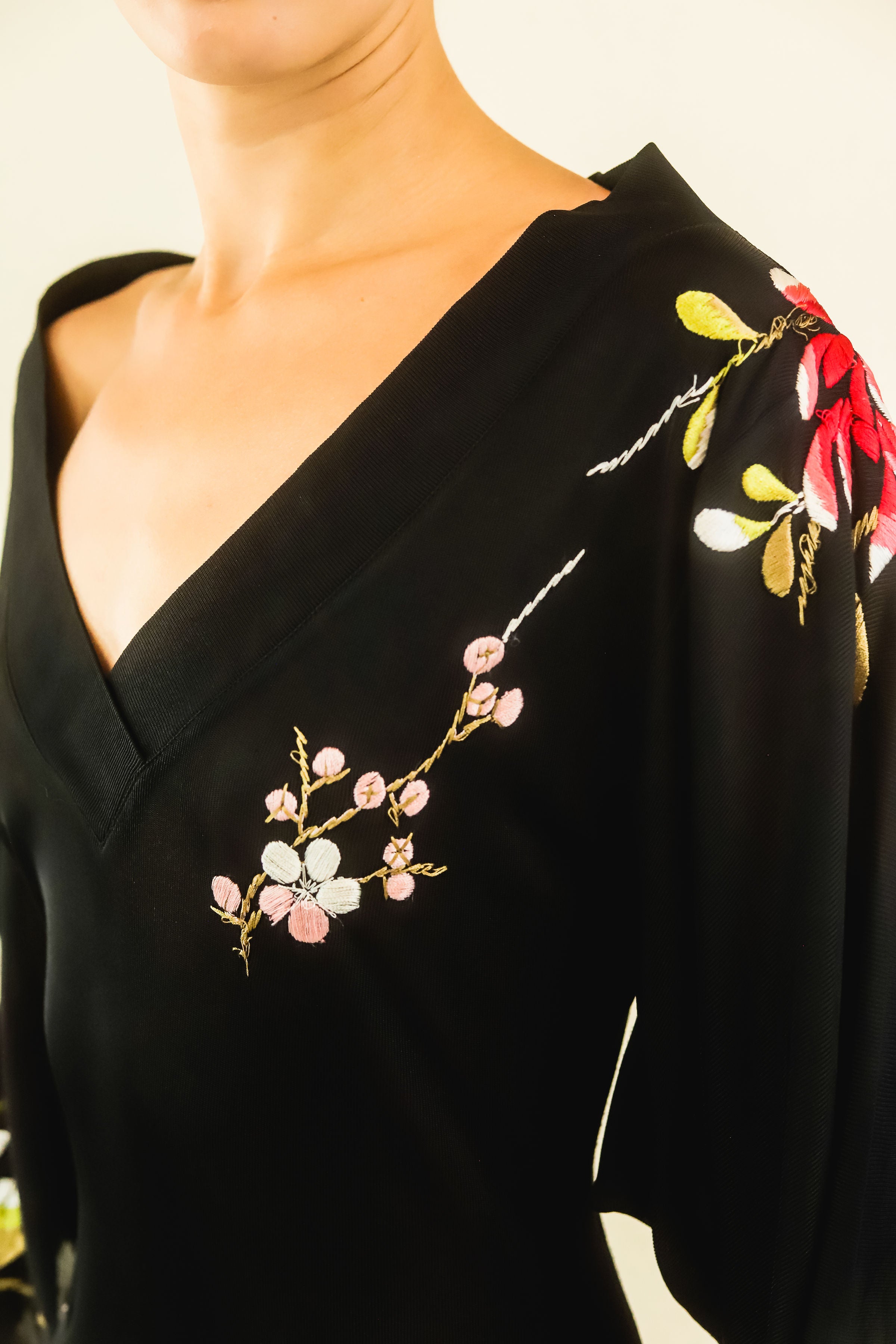 Jean Paul Gaultier Embroidred Hummingbird Kimono Sleeve Gown
