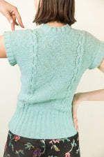 Load image into Gallery viewer, Courreges c. 1970&#39;s Seafoam Green V Neck S/S Sweater
