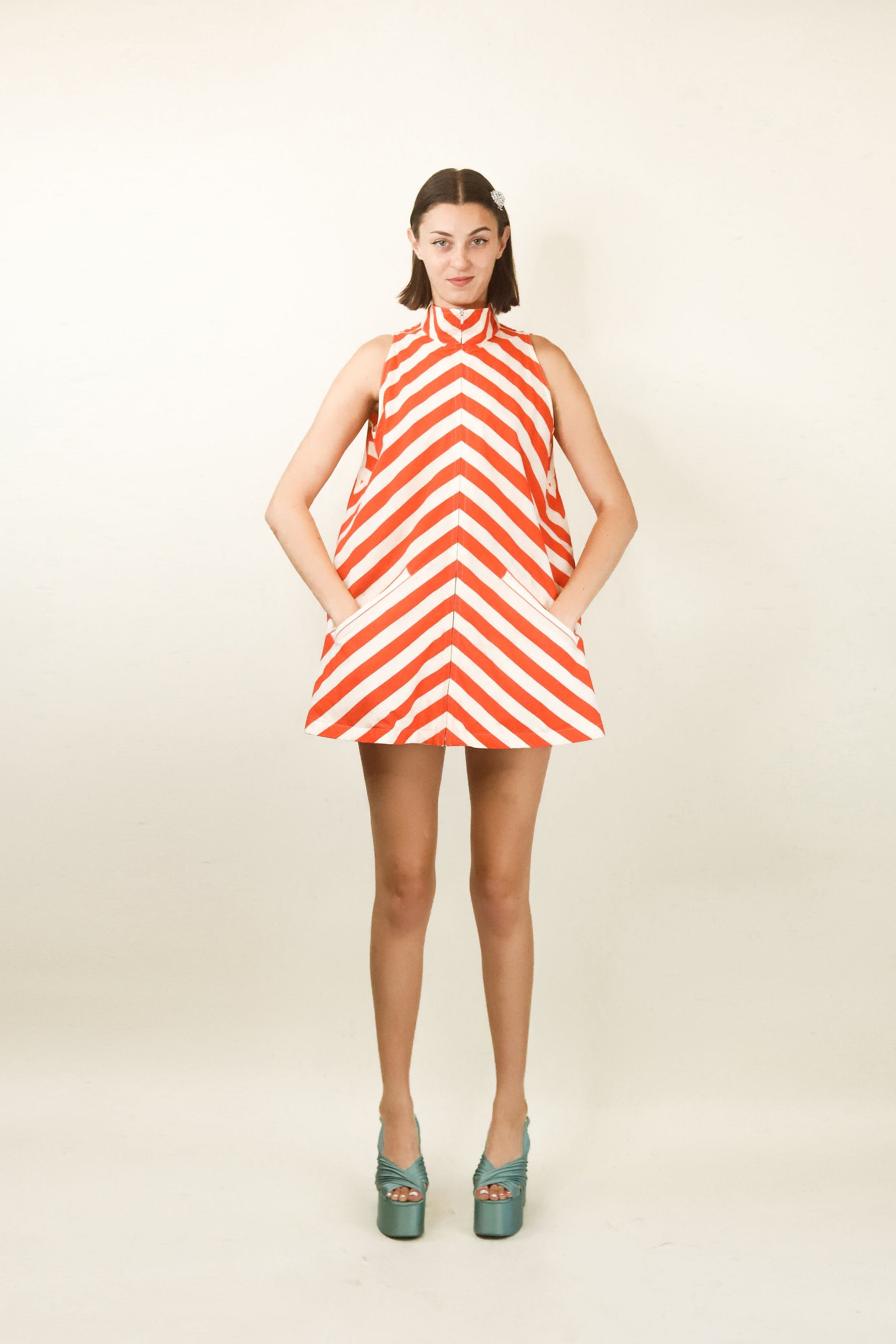 orange white chevron dress Kaela Knit Midi Dress in Orange Multi