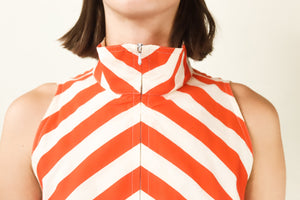 Courreges Orange & White Chevron Stripe Mini Dress