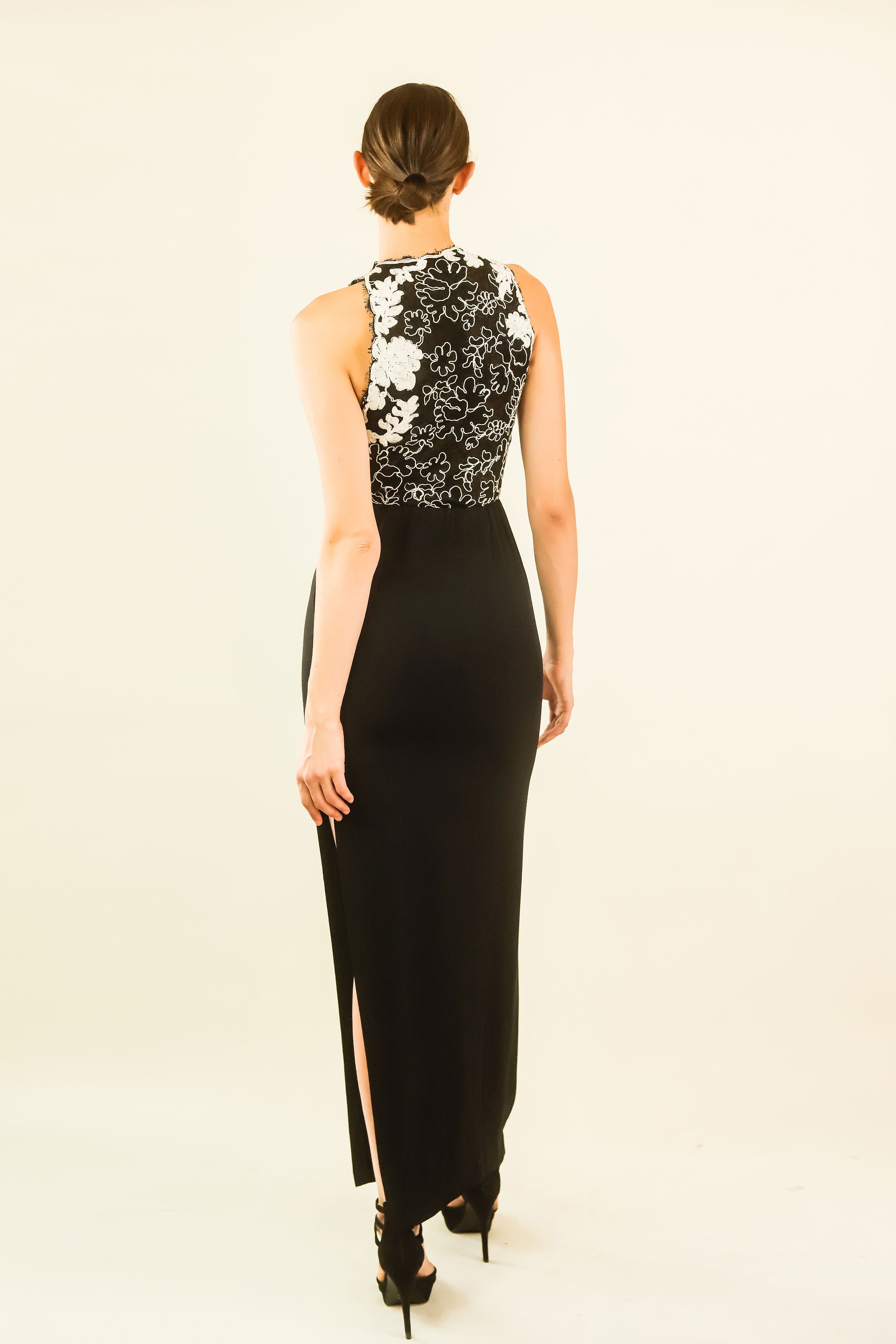 Galanos High Neck Lace Gown