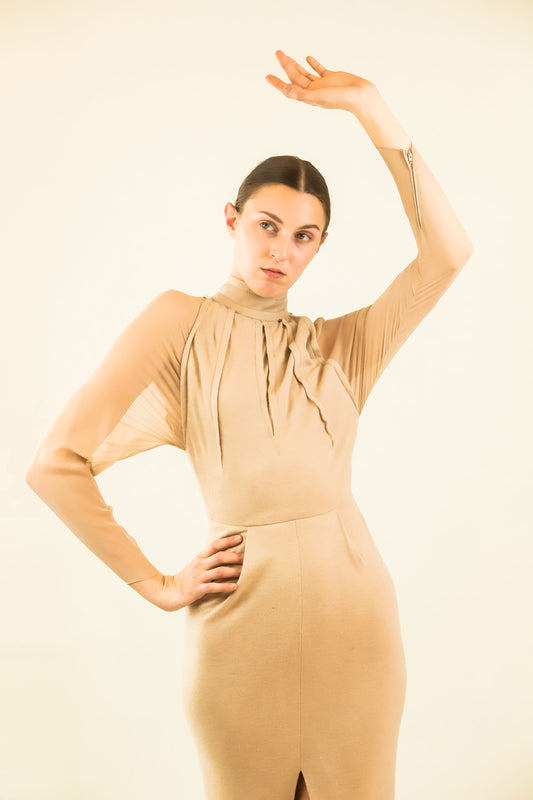 Galanos Mesh Sleeve Gown - The Kit Vintage