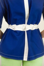 Load image into Gallery viewer, Courreges Blue &amp; White Drawstring Jacket
