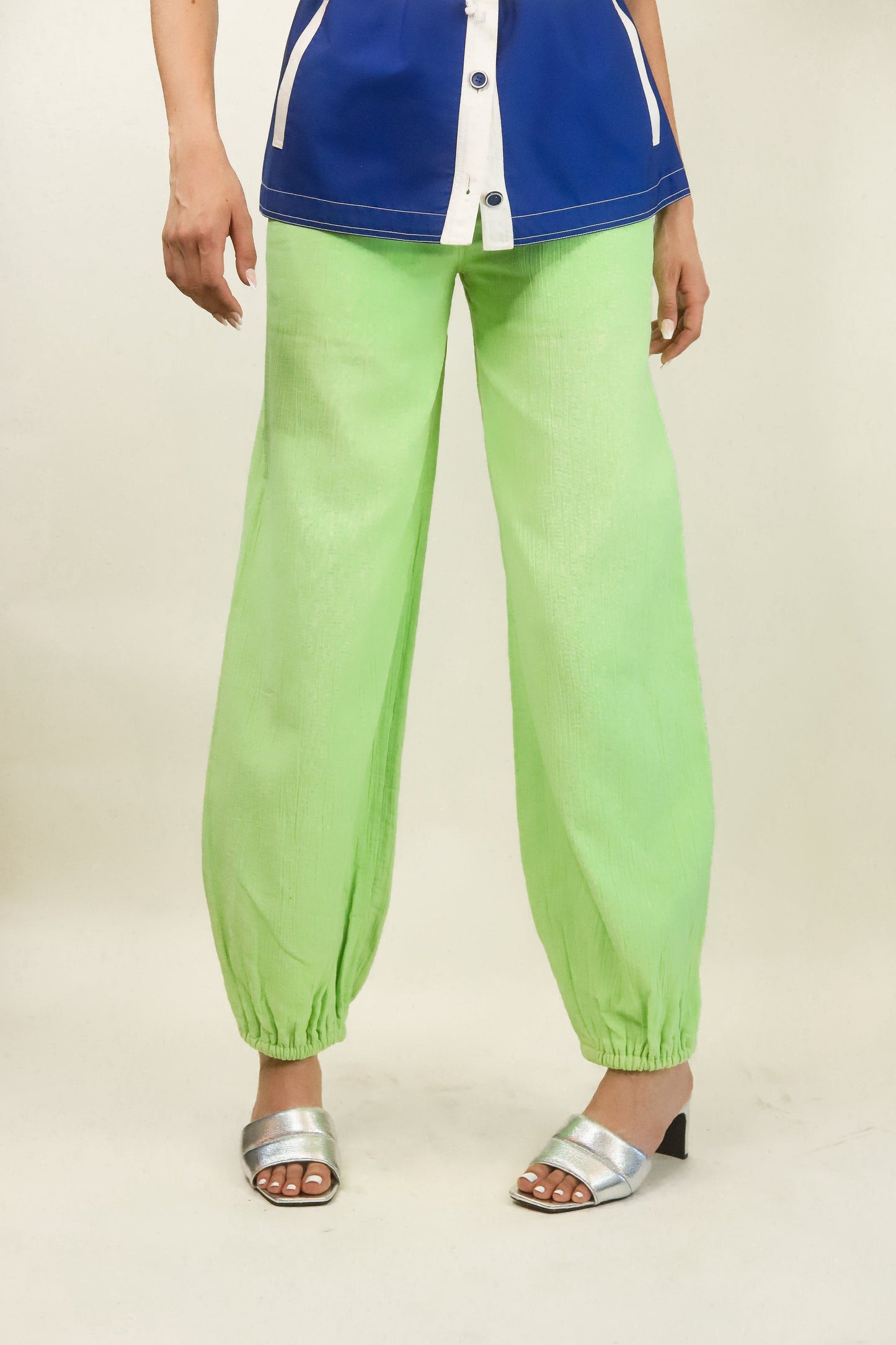 Courreges Neon Green Elastic Hem Pants