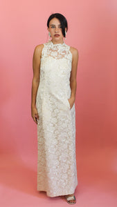 White Lace High Neck Gown