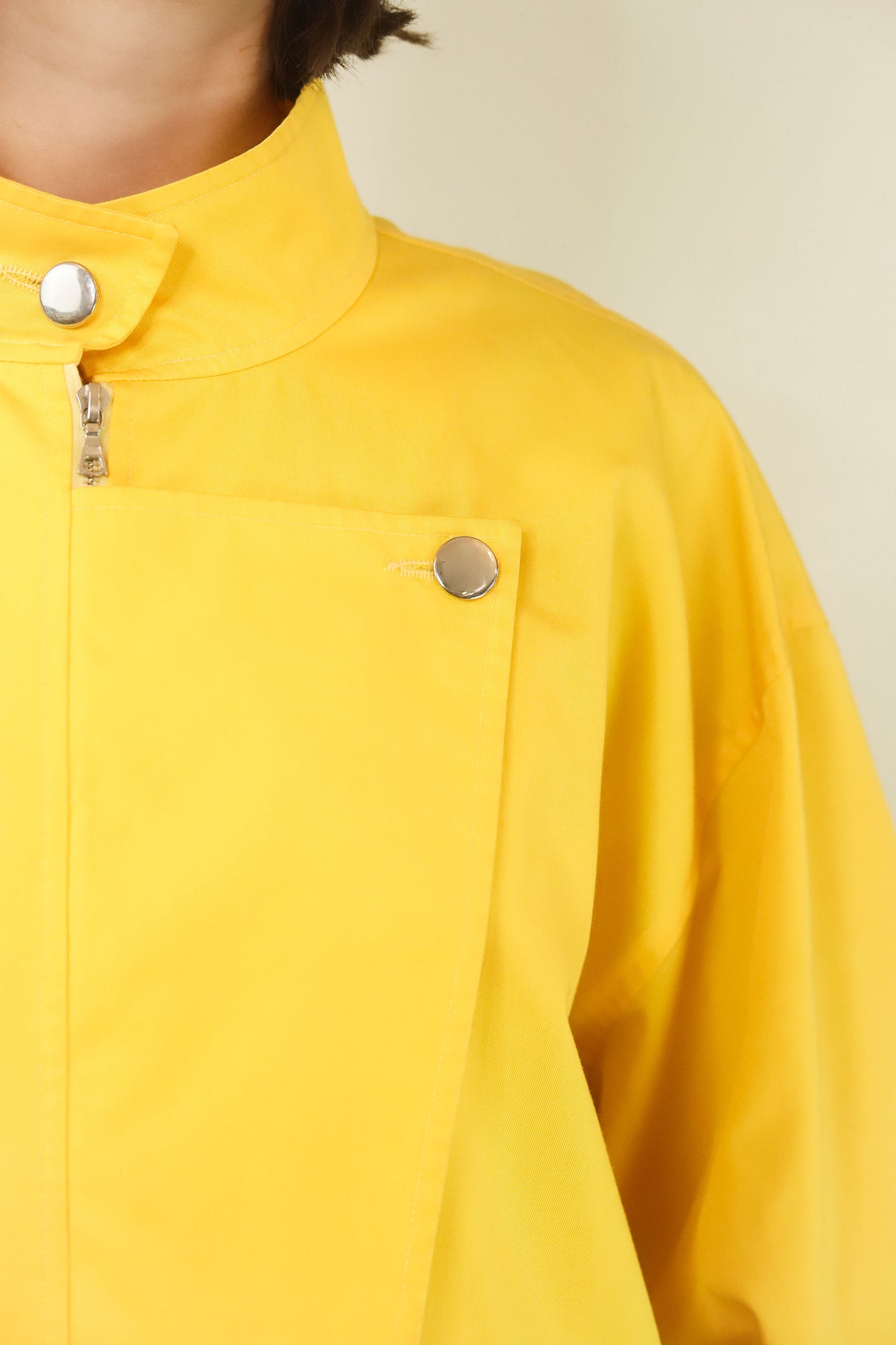 Courreges c. 1980's Yellow Lightweight Asymmetrical Closure Jacket