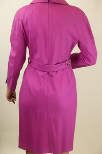 Courreges c. 1980's Pink Wool Dress with Silver Buttons