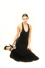 Load image into Gallery viewer, Moschino Plunging Neck Jeweled Halter Gown
