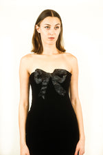 Load image into Gallery viewer, I. Magnin Strapless Velvet and Beaded Dress

